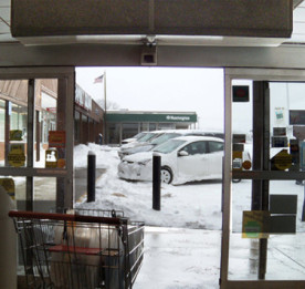 Heated Air Curtains Protecting a Snowy Entrance