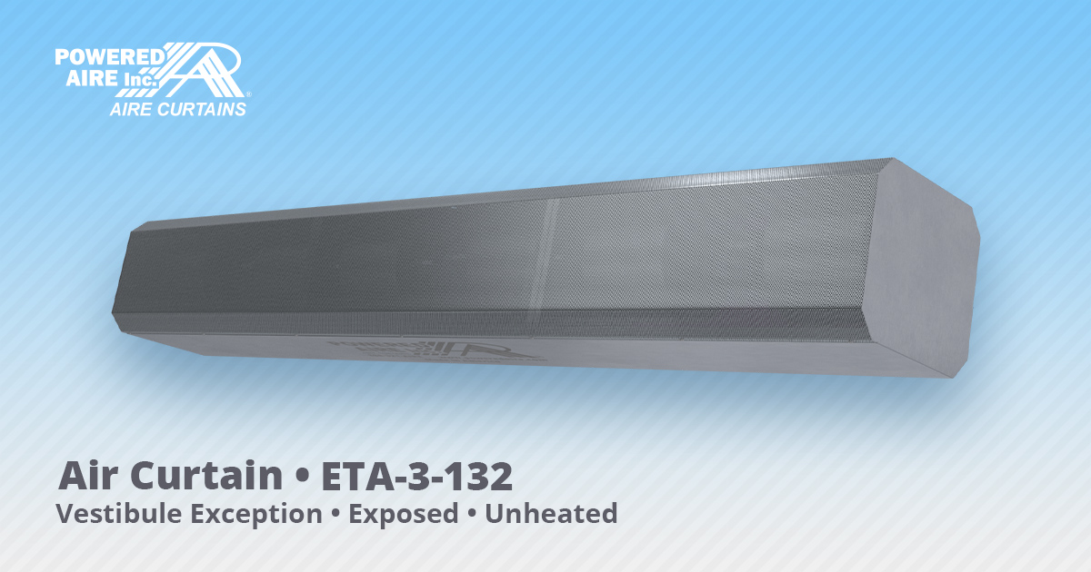 ETA-3-132 Air Curtain | 132" Exposed Vestibule Exception Unheated

